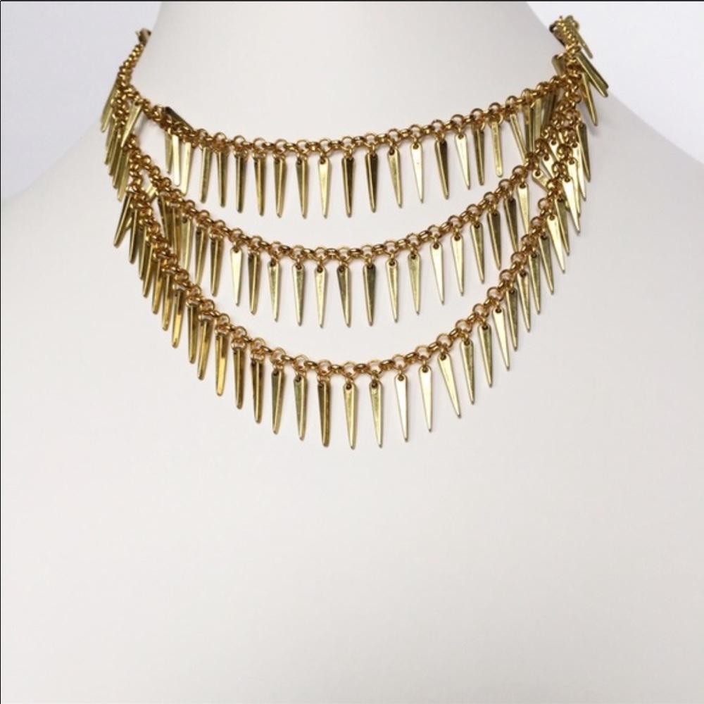 New Jenny Bird Gold Spike Multi-Strand Necklace festival